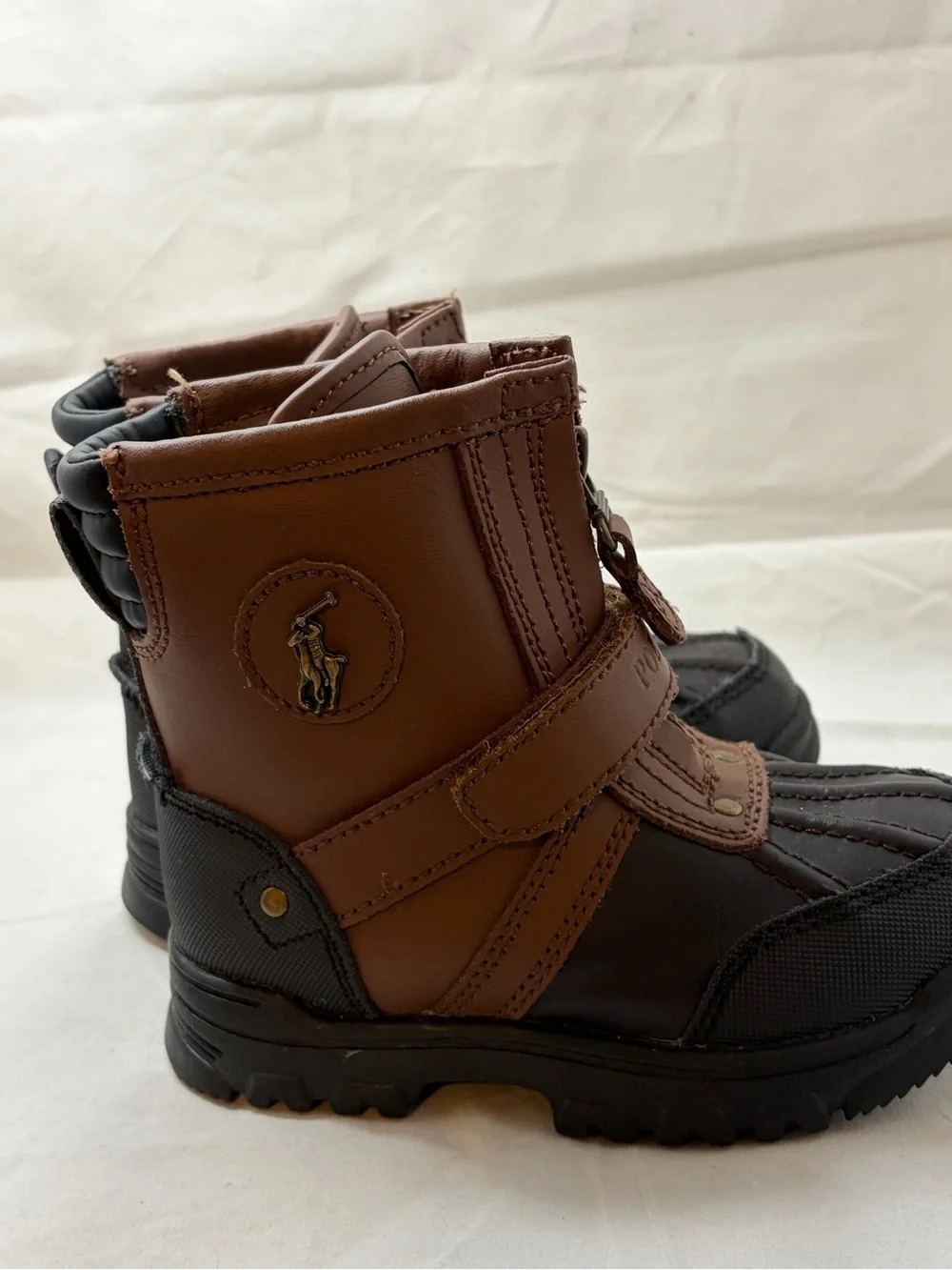 Polo Ralph Lauren Boys' Conqured Hi Boots in Chocolate/Tan Leather Size 9